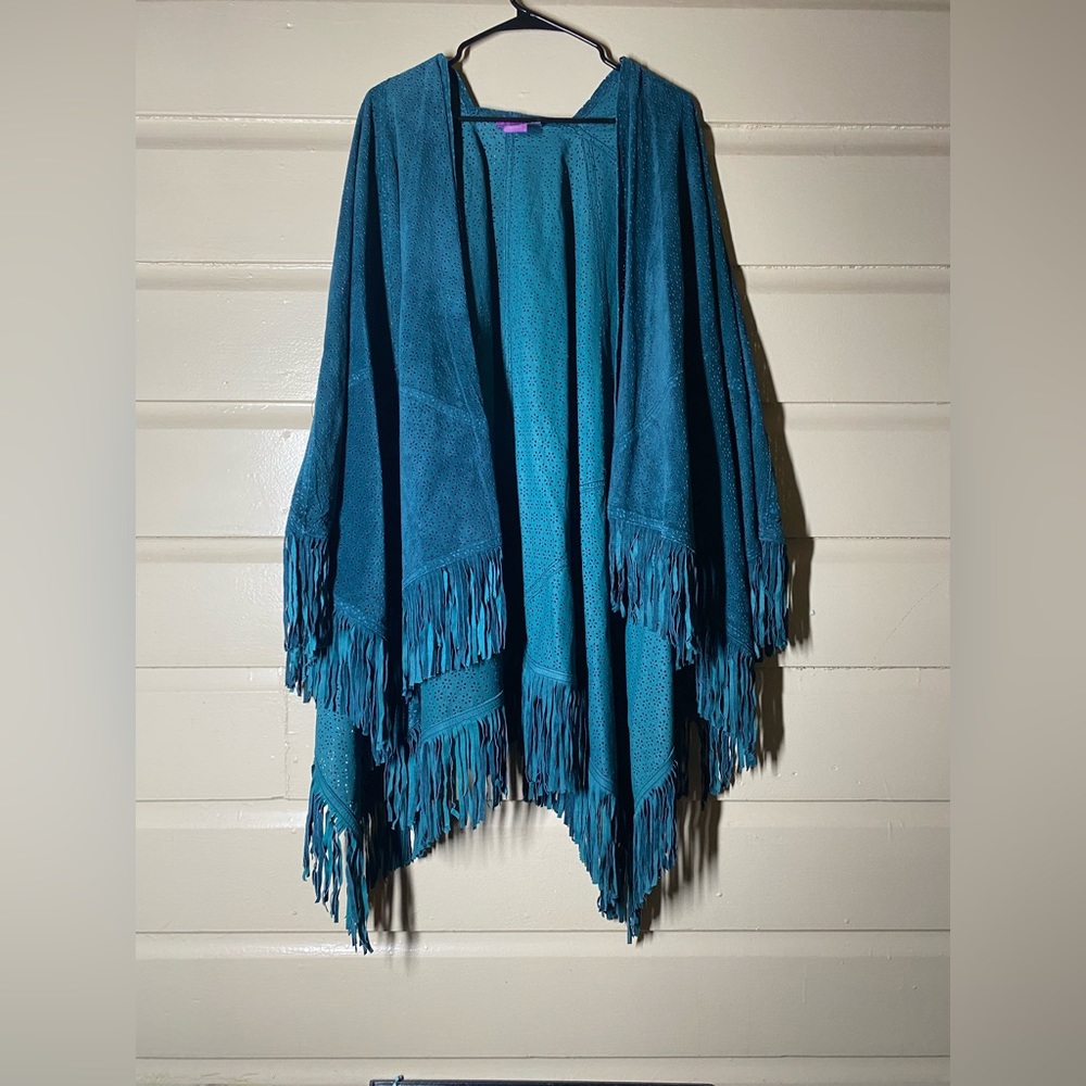 One size leather pancho